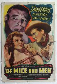 f452 OF MICE & MEN linen one-sheet movie poster R46 Chaney, Steinbeck