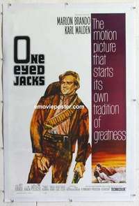 f457 ONE EYED JACKS linen one-sheet movie poster '61 Brando director & star!