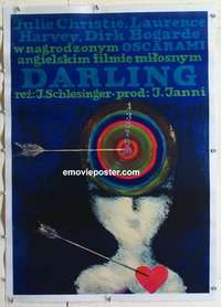 f124 DARLING linen Polish 23x33 movie poster '64 cool Baczeinska art!