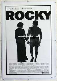 f475 ROCKY linen one-sheet movie poster '77 Sylvester Stallone, boxing!