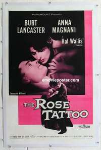 f477 ROSE TATTOO linen one-sheet movie poster '55 Burt Lancaster, Magnani