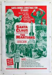 f482 SANTA CLAUS CONQUERS THE MARTIANS linen one-sheet movie poster '64