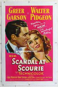 f486 SCANDAL AT SCOURIE linen one-sheet movie poster '53 Garson, Pidgeon