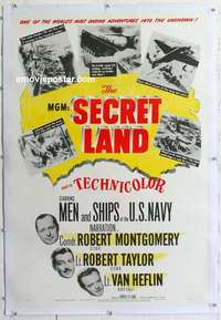 f488 SECRET LAND linen one-sheet movie poster '48 Navy explores Antarctica!