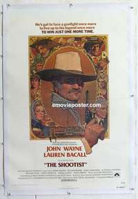 f491 SHOOTIST linen one-sheet movie poster '76 John Wayne, best Amsel art!