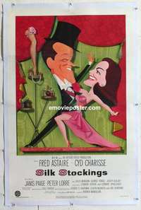 f493 SILK STOCKINGS linen one-sheet movie poster '57 great Kapralik artwork!