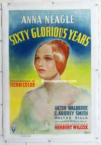 f499 SIXTY GLORIOUS YEARS linen one-sheet movie poster '38 Anna Neagle