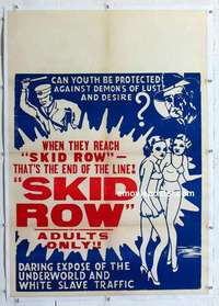 f500 SKID ROW linen one-sheet movie poster '50 wild sex & drug exploitation!