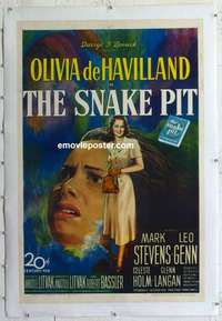 f503 SNAKE PIT linen one-sheet movie poster '49 Olivia de Havilland
