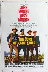 f505 SONS OF KATIE ELDER linen one-sheet movie poster '65 John Wayne, Martin