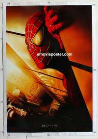 f509 SPIDER-MAN linen int'l one-sheet movie poster '02 Twin Towers in eye!