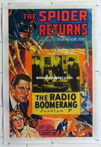f508 SPIDER RETURNS linen Chap 7 one-sheet movie poster '41 crime serial!
