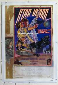 f511 STAR WARS linen NSS style D 1sh 1978 George Lucas classic, circus poster art by Struzan & White!