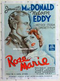 f183 ROSE MARIE linen Swedish movie poster '36 MacDonald & Eddy!