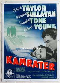 f184 THREE COMRADES linen Swedish movie poster '38 Robert Taylor, Sullavan