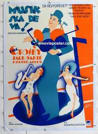 f185 TOO MUCH HARMONY linen Swedish movie poster '33 Bing Crosby