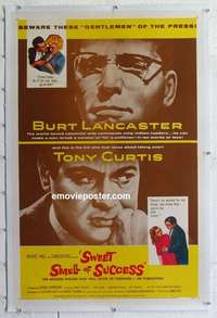 f516 SWEET SMELL OF SUCCESS linen one-sheet movie poster '57 Lancaster, Curtis