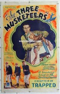 f527 THREE MUSKETEERS linen Chap 10 one-sheet movie poster '33 John Wayne