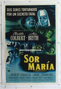f528 THUNDER ON THE HILL linen Spanish/US one-sheet movie poster '51 Colbert