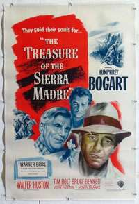 f534 TREASURE OF THE SIERRA MADRE linen one-sheet movie poster '48 Bogart