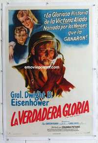 f536 TRUE GLORY linen Spanish/US one-sheet movie poster '45 Eisenhower, WWII