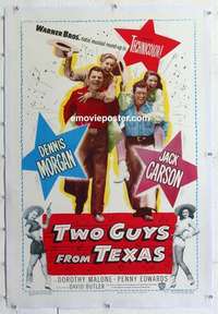 f537 TWO GUYS FROM TEXAS linen one-sheet movie poster '48 Dennis Morgan