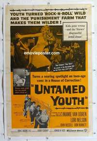 f539 UNTAMED YOUTH linen one-sheet movie poster '57 bad Mamie Van Doren!