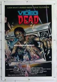 f543 VIDEO DEAD linen one-sheet movie poster '87 great TV horror artwork!