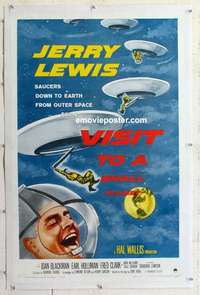 f546 VISIT TO A SMALL PLANET linen one-sheet movie poster '60 Jerry Lewis
