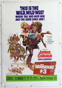 f547 WATERHOLE #3 linen one-sheet movie poster '67 James Coburn, Jack Davis