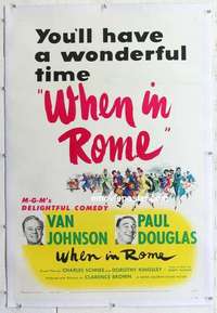 f552 WHEN IN ROME linen one-sheet movie poster '52 Van Johnson, Paul Douglas