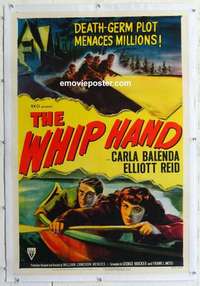 f553 WHIP HAND linen one-sheet movie poster '51 germ warfare!