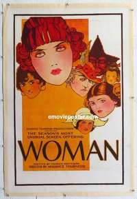 f559 WOMAN linen one-sheet movie poster '18 great Burton Rice stone litho!