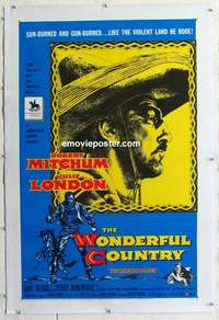 f560 WONDERFUL COUNTRY linen one-sheet movie poster '59 Robert Mitchum