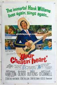 f569 YOUR CHEATIN' HEART linen one-sheet movie poster '64 Hank Williams bio