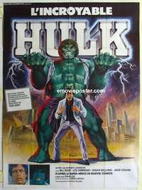 g092 INCREDIBLE HULK French one-panel movie poster '77 Bixby, Ferrigno
