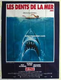 g097 JAWS French one-panel movie poster '75 Steven Spielberg classic shark!