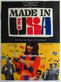 g114 MADE IN USA French one-panel movie poster '66 Jean-Luc Goddard, Karina