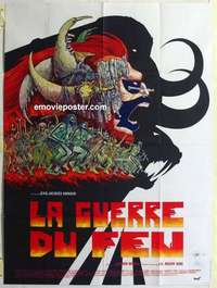 g145 QUEST FOR FIRE signed French one-panel movie poster '82 wild different art!
