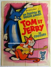 g175 TOM & JERRY French one-panel movie poster '50s MGM cartoon!