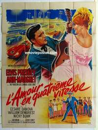 g185 VIVA LAS VEGAS French one-panel movie poster '66 Elvis Presley, rock 'n' roll!
