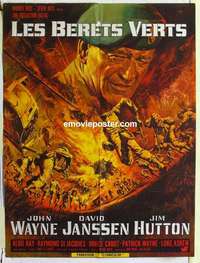 g020 GREEN BERETS French 23x30 movie poster '68 cool John Wayne image!