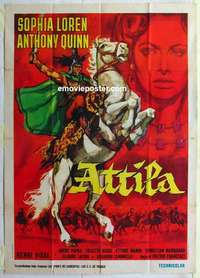 g198 ATTILA Italian one-panel movie poster '54 Anthony Quinn, Sophia Loren
