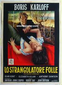 g225 HAUNTED STRANGLER Italian one-panel movie poster '58 Boris Karloff