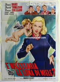 g228 IS YOUR HONEYMOON REALLY NECESSARY Italian one-panel movie poster '52 Diana Dors