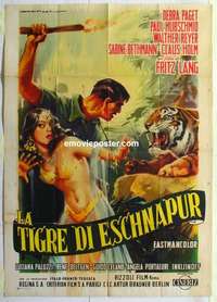 g263 TIGER OF ESCHNAPUR Italian one-panel movie poster '59 Fritz Lang