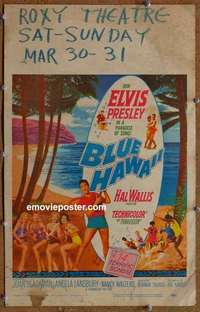 g345 BLUE HAWAII window card movie poster '61 rockin' Elvis Presley!