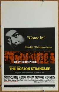 g348 BOSTON STRANGLER window card movie poster '68 Tony Curtis, Henry Fonda