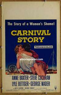 g363 CARNIVAL STORY window card movie poster '54 Anne Baxter, Steve Cochran