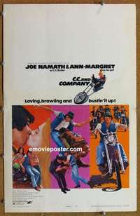 g365 CC & COMPANY window card movie poster '70 Joe Namath, biker gang!